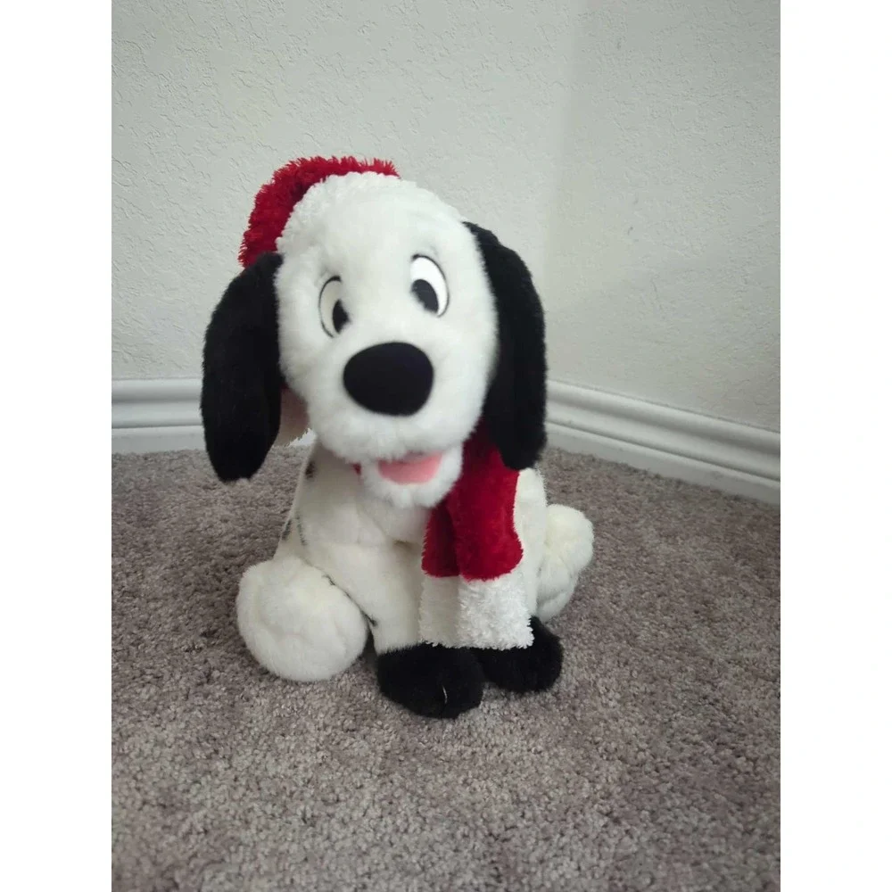 Vintage Walt Disney Dalmatian Dog Santa Hat Plush Stuffed Toy 2000‎ Christmas